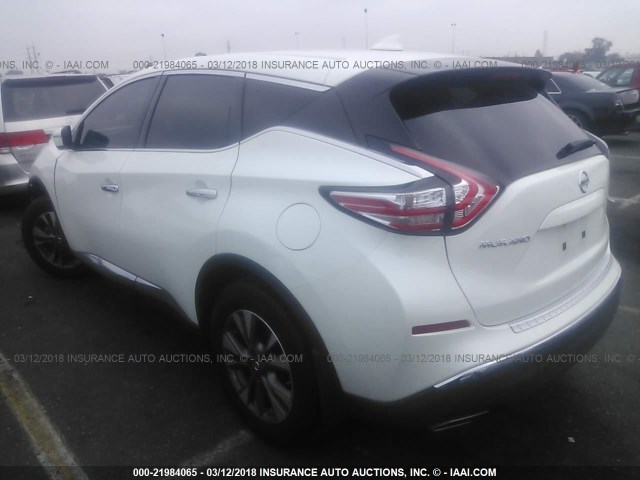 5N1AZ2MG3GN147645 - 2016 NISSAN MURANO S/SL/SV/PLATINUM WHITE photo 3