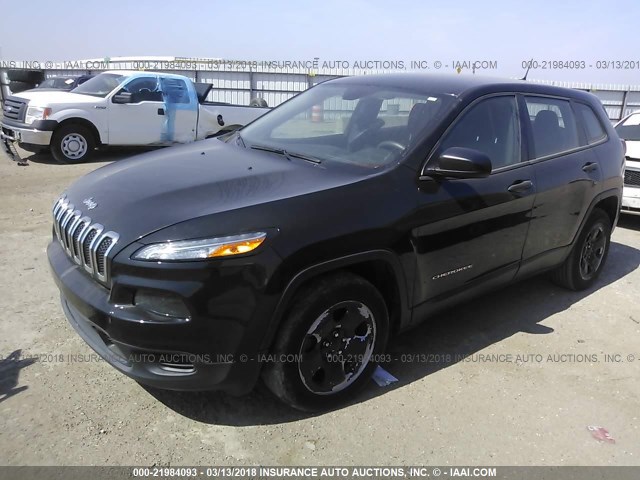 1C4PJLAB8EW123420 - 2014 JEEP CHEROKEE SPORT BLACK photo 2