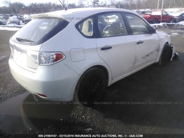 JF1GH61638H801361 - 2008 SUBARU IMPREZA 2.5I WHITE photo 4