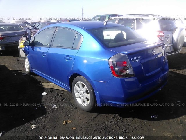 3N1AB6APXBL617623 - 2011 NISSAN SENTRA 2.0/2.0S/SR/2.0SL BLUE photo 3