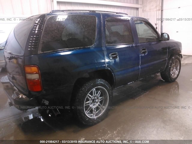 1GNEK13Z33J270488 - 2003 CHEVROLET TAHOE K1500 BLUE photo 4