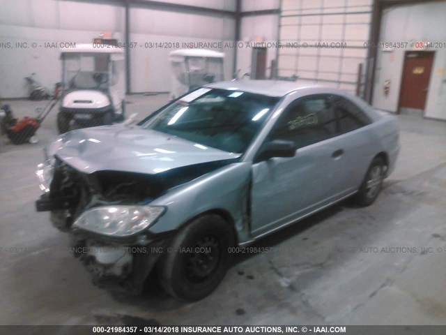 1HGEM22135L005227 - 2005 HONDA CIVIC DX VP SILVER photo 2