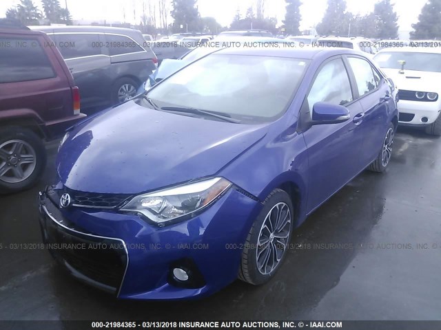 5YFBURHE5FP338347 - 2015 TOYOTA COROLLA L/LE/LE PLS/PRM/S/S PLS BLUE photo 2