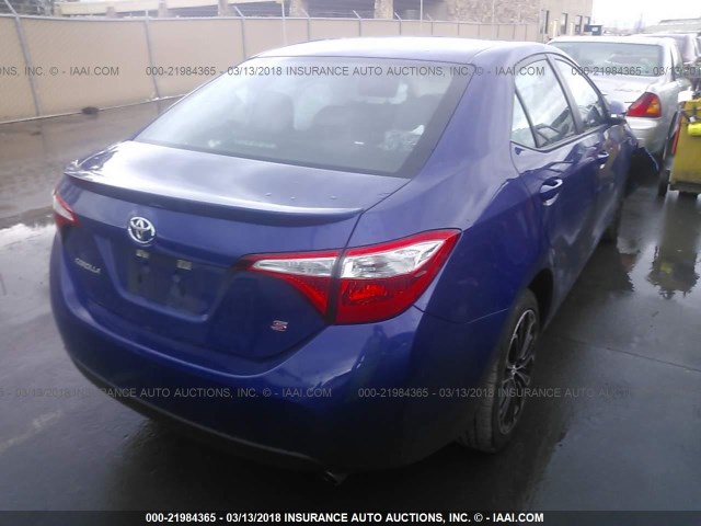 5YFBURHE5FP338347 - 2015 TOYOTA COROLLA L/LE/LE PLS/PRM/S/S PLS BLUE photo 4