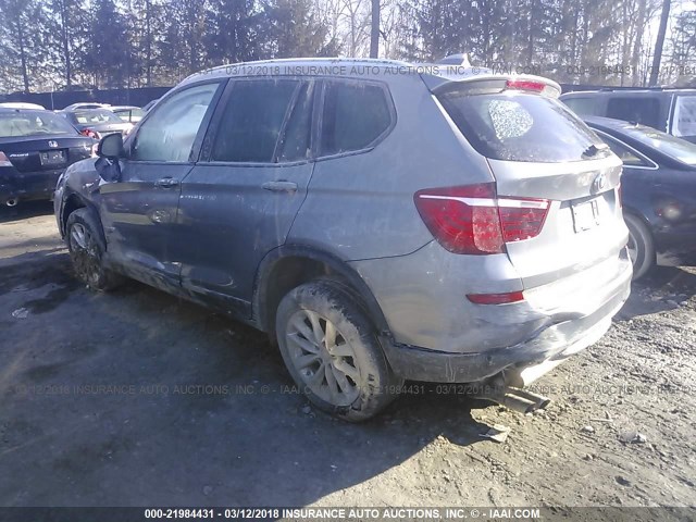 5UXWX9C31H0W71686 - 2017 BMW X3 XDRIVE28I GRAY photo 3