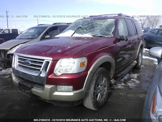 1FMEU64E87UA93609 - 2007 FORD EXPLORER EDDIE BAUER MAROON photo 2