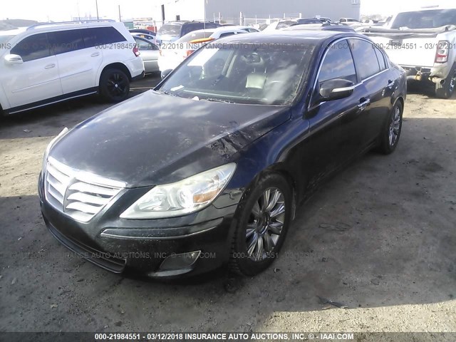 KMHGC46E19U020632 - 2009 HYUNDAI GENESIS 3.8L BLACK photo 2