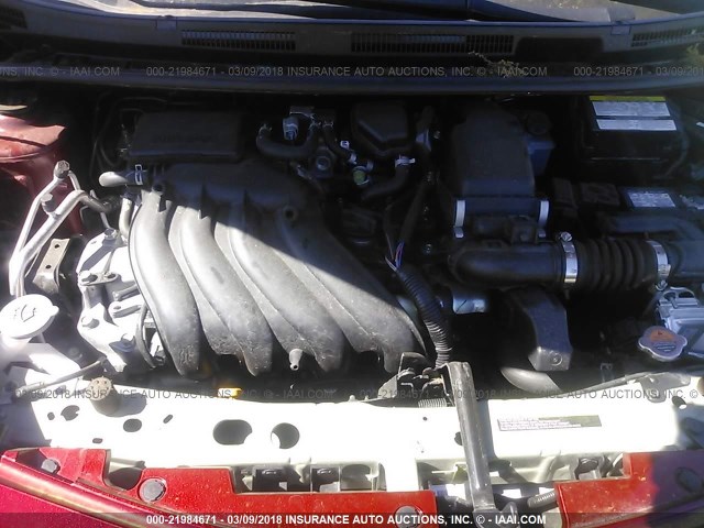 3N1CE2CP2JL353916 - 2018 NISSAN VERSA NOTE S/S PLUS/SV/SL/SR RED photo 10