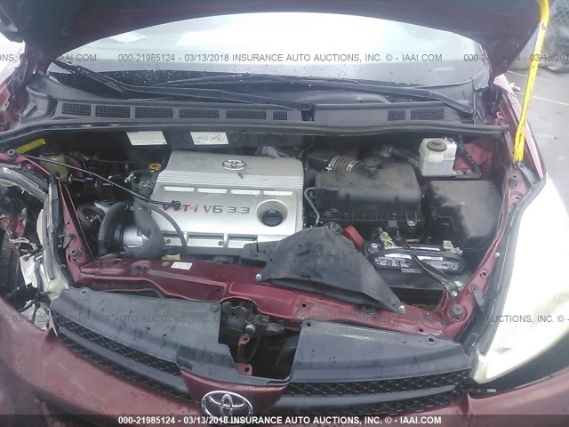 5TDZA23C05S333535 - 2005 TOYOTA SIENNA CE/LE RED photo 10