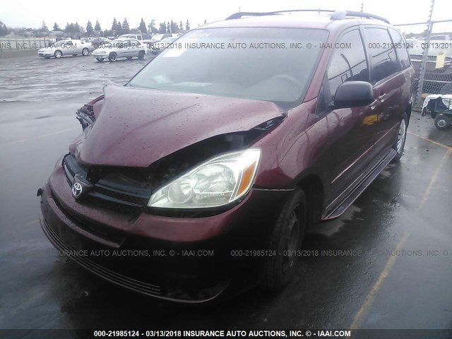 5TDZA23C05S333535 - 2005 TOYOTA SIENNA CE/LE RED photo 2