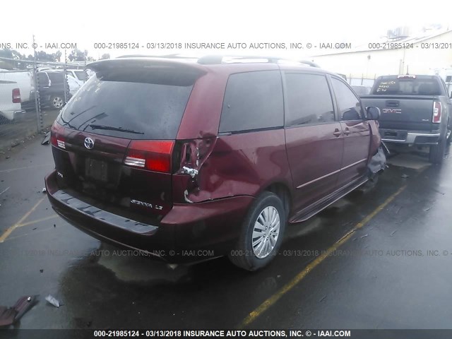 5TDZA23C05S333535 - 2005 TOYOTA SIENNA CE/LE RED photo 4