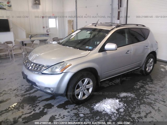 JN8AZ08W56W541641 - 2006 NISSAN MURANO SL/SE/S SILVER photo 2