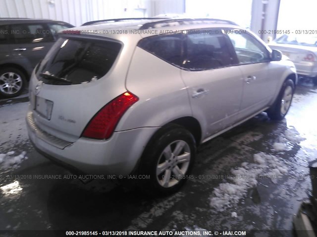 JN8AZ08W56W541641 - 2006 NISSAN MURANO SL/SE/S SILVER photo 4