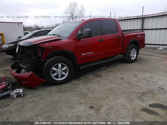 1N6BA0EC0BN316624 - 2011 NISSAN TITAN S/SV/SL/PRO-4X RED photo 2