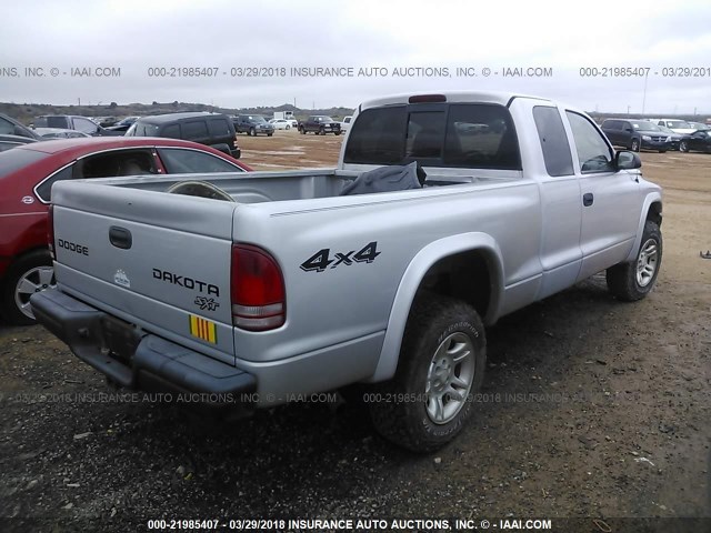 1D7HG12X73S124294 - 2003 DODGE DAKOTA SXT SILVER photo 4