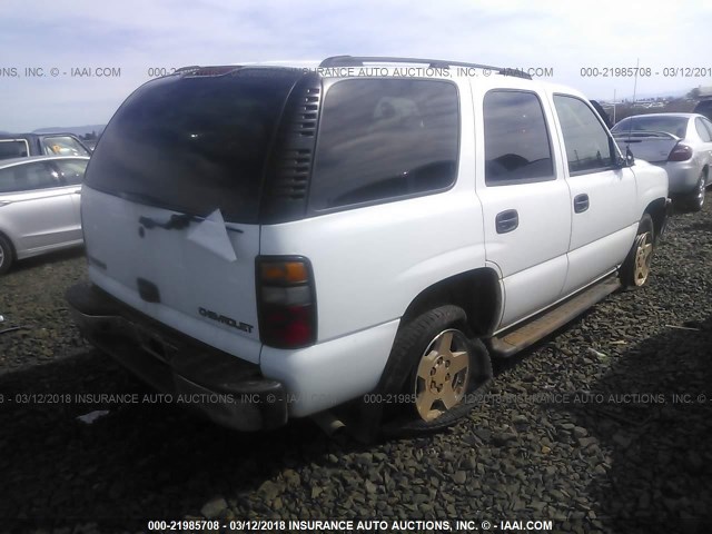 1GNEK13T45R195493 - 2005 CHEVROLET TAHOE K1500 WHITE photo 4