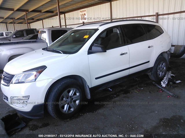 1GNKRFED0FJ276959 - 2015 CHEVROLET TRAVERSE LS WHITE photo 2