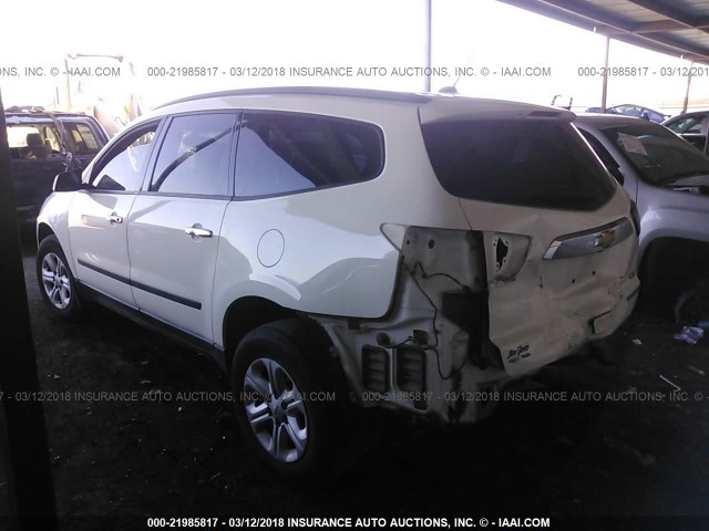 1GNKRFED0FJ276959 - 2015 CHEVROLET TRAVERSE LS WHITE photo 3