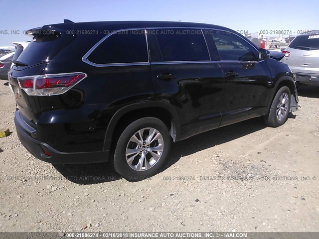 5TDZKRFH0GS186049 - 2016 TOYOTA HIGHLANDER LE/LE PLUS შავი ფოტო 4