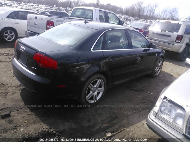 WAUAF78E38A030415 - 2008 AUDI A4 2.0T BLACK photo 4