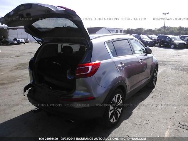 KNDPC3A64B7150066 - 2011 KIA SPORTAGE EX/SX GRAY photo 4