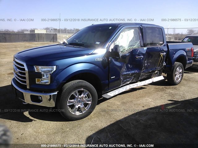 1FTEW1EP7GKE71450 - 2016 FORD F150 SUPERCREW BLUE photo 2