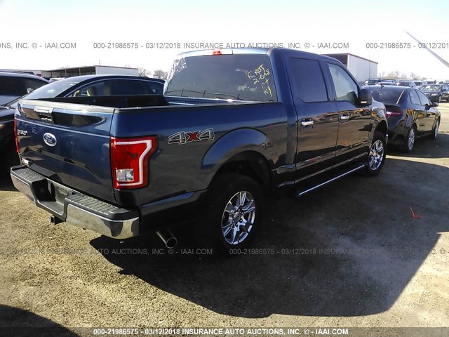 1FTEW1EP7GKE71450 - 2016 FORD F150 SUPERCREW BLUE photo 4