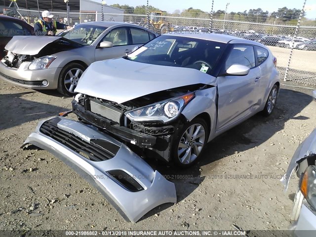 KMHTC6AD2GU257605 - 2016 HYUNDAI VELOSTER SILVER photo 2