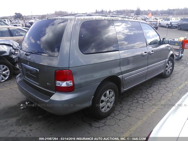 KNDUP131046586127 - 2004 KIA SEDONA EX/LX GRAY photo 4