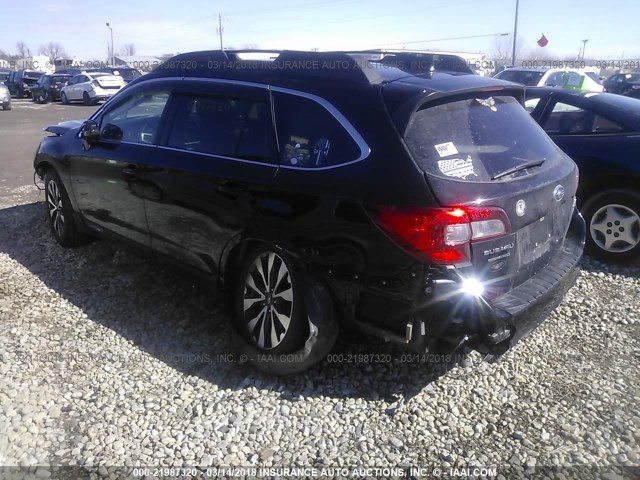 4S4BSANC8H3237188 - 2017 SUBARU OUTBACK 2.5I LIMITED BLACK photo 3