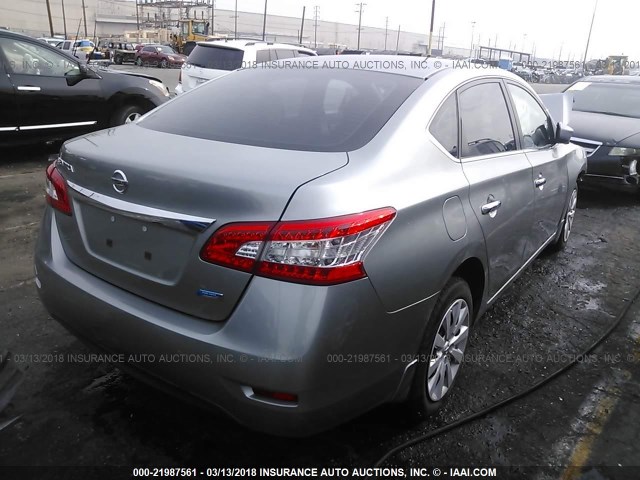 3N1AB7AP5EL687136 - 2014 NISSAN SENTRA S/SV/SR/SL SILVER photo 4