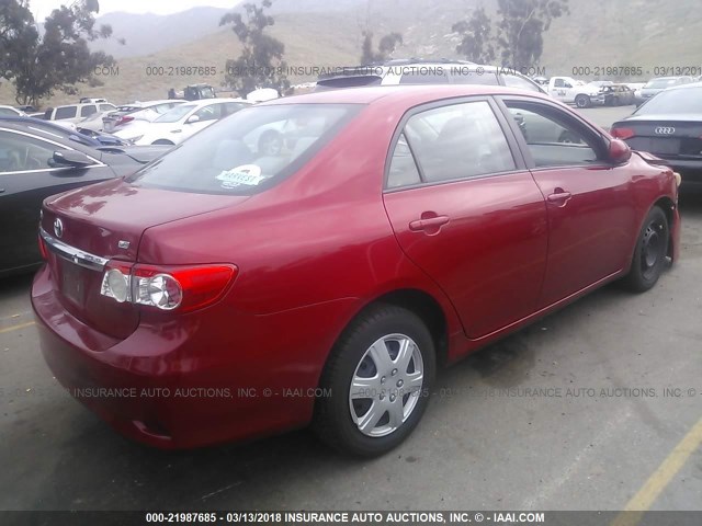 2T1BU4EE6BC567377 - 2011 TOYOTA COROLLA S/LE RED photo 4