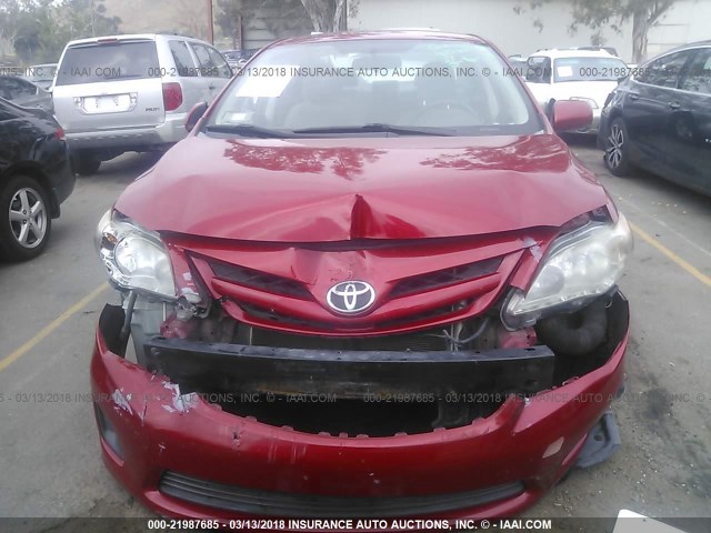 2T1BU4EE6BC567377 - 2011 TOYOTA COROLLA S/LE RED photo 6