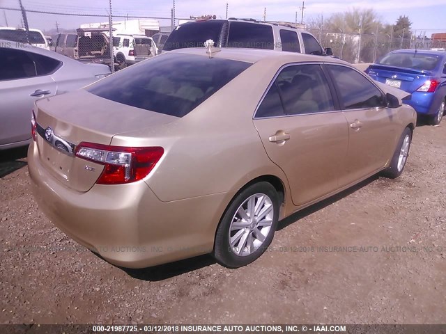 4T1BK1FK2CU523157 - 2012 TOYOTA CAMRY SE/XLE GOLD photo 4