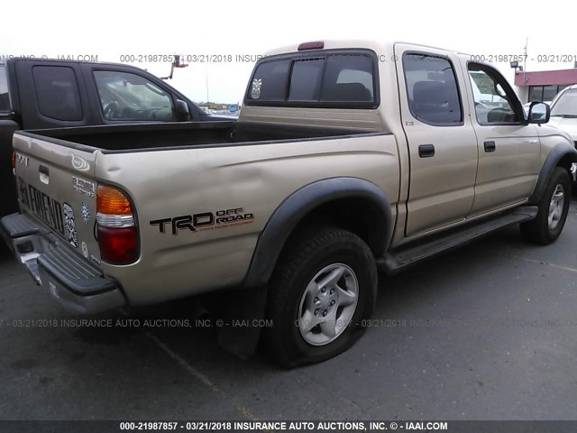 5TEGN92N73Z286897 - 2003 TOYOTA TACOMA DOUBLE CAB PRERUNNER GOLD photo 4