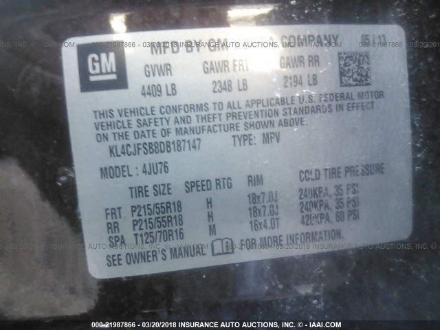 KL4CJFSB8DB187147 - 2013 BUICK ENCORE CONVENIENCE 棕色 照片 9