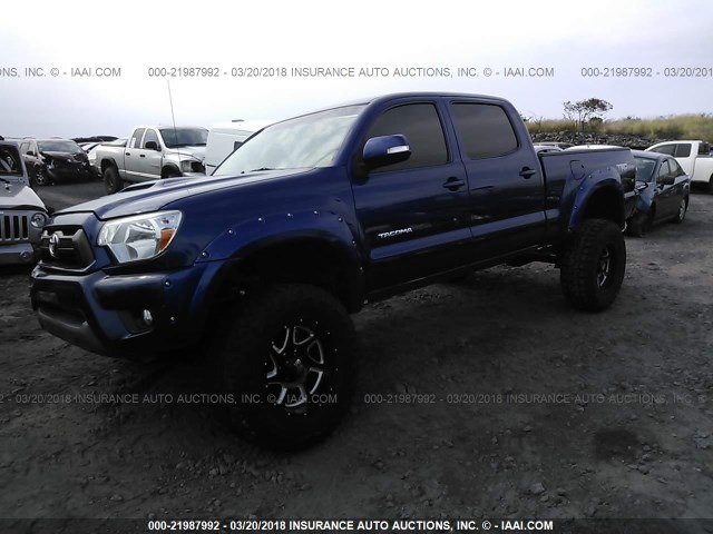 5TFMU4FN4EX023747 - 2014 TOYOTA TACOMA DOUBLE CAB LONG BED BLUE photo 2