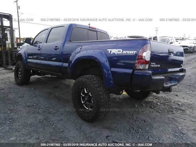 5TFMU4FN4EX023747 - 2014 TOYOTA TACOMA DOUBLE CAB LONG BED BLUE photo 3