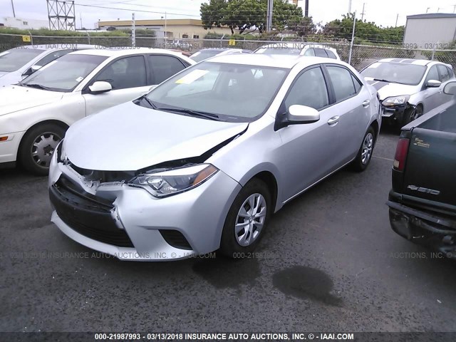 5YFBURHE4GP455869 - 2016 TOYOTA COROLLA L/LE/LE PLS/PRM/S/S PLS SILVER photo 2