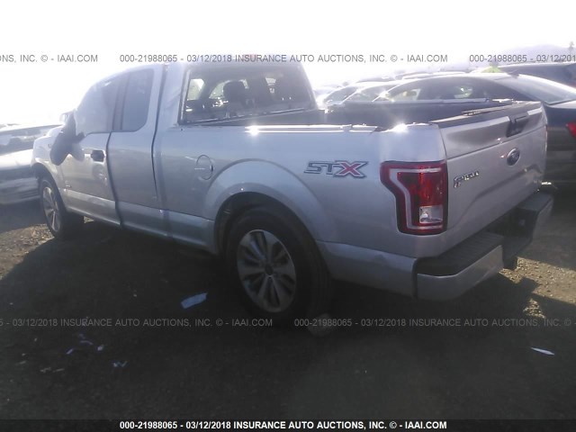 1FTEX1CP0HKE20728 - 2017 FORD F150 SUPER CAB SILVER photo 3