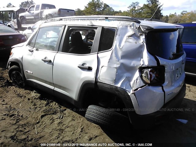 ZACCJBAB7HPG30058 - 2017 JEEP RENEGADE SPORT Արծաթագույն լուսանկար 3