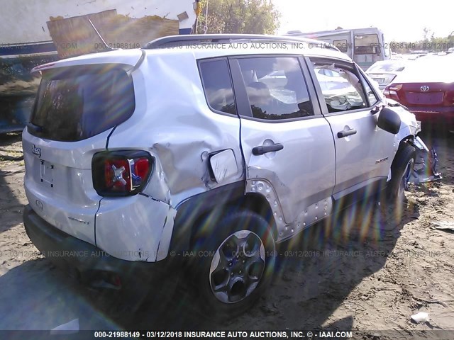 ZACCJBAB7HPG30058 - 2017 JEEP RENEGADE SPORT Արծաթագույն լուսանկար 4