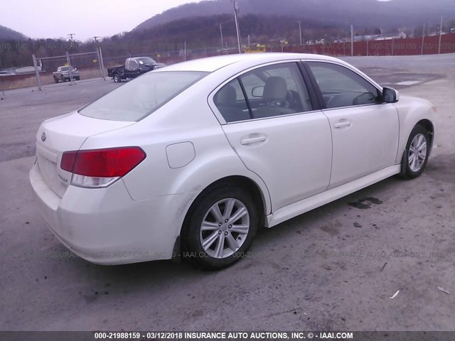 4S3BMBC68C3031122 - 2012 SUBARU LEGACY 2.5I PREMIUM WHITE photo 4