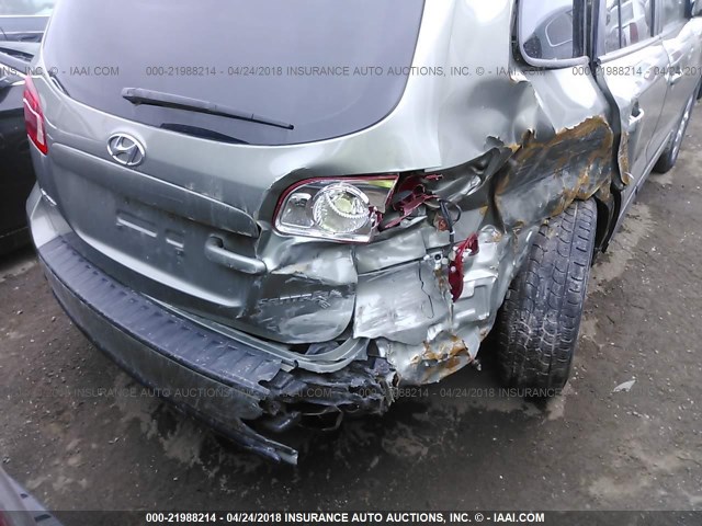 5NMSG13D27H105450 - 2007 HYUNDAI SANTA FE GLS GREEN photo 6