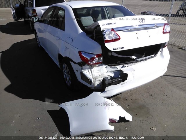 2T1BU4EE0BC562501 - 2011 TOYOTA COROLLA S/LE WHITE photo 6