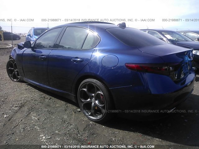 ZARFAECN4H7548765 - 2017 ALFA ROMEO GIULIA TI BLUE photo 3