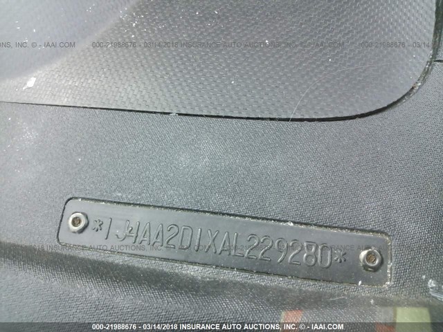 1J4AA2D1XAL229280 - 2010 JEEP WRANGLER SPORT ვერცხლისფერი ფოტო 9