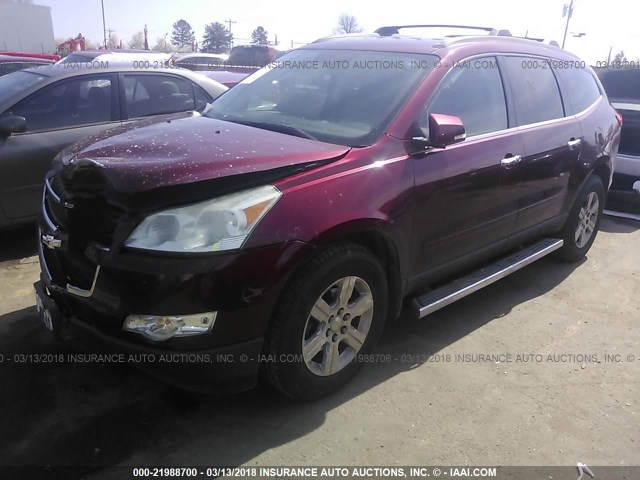 1GNKRGED4BJ325371 - 2011 CHEVROLET TRAVERSE LT BURGUNDY photo 2