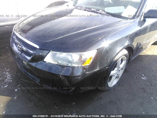 5NPEU46F16H092454 - 2006 HYUNDAI SONATA GLS/LX BLACK photo 6