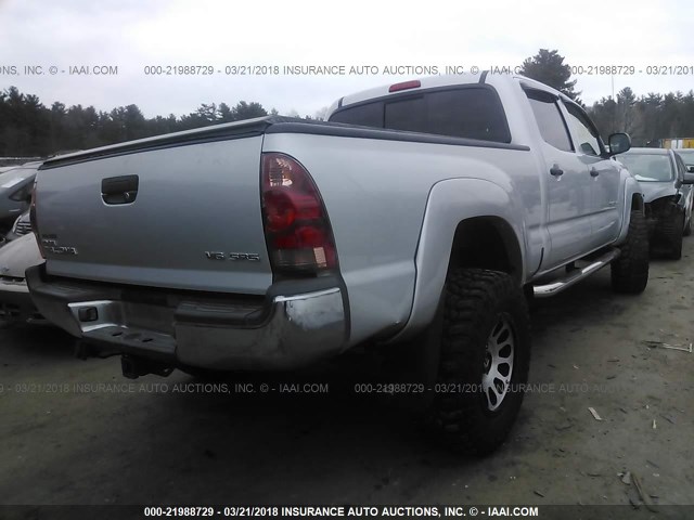 5TEMU52N97Z343265 - 2007 TOYOTA TACOMA DOUBLE CAB LONG BED SILVER photo 4